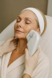 Woman receiving HIFU non surgical facelift treatment Sutton on Trent