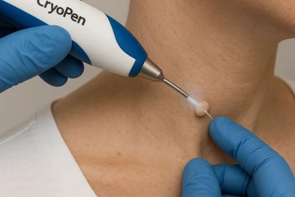 Person receiving Cryotherapy skin tag removal Sutton on Trent