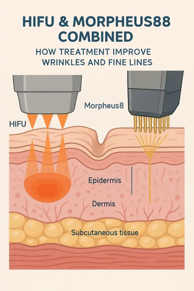 Diagram showing HIFU & Morpeus8 Sutton on Trent and the benefits for reduction in wrinkles and fine lines